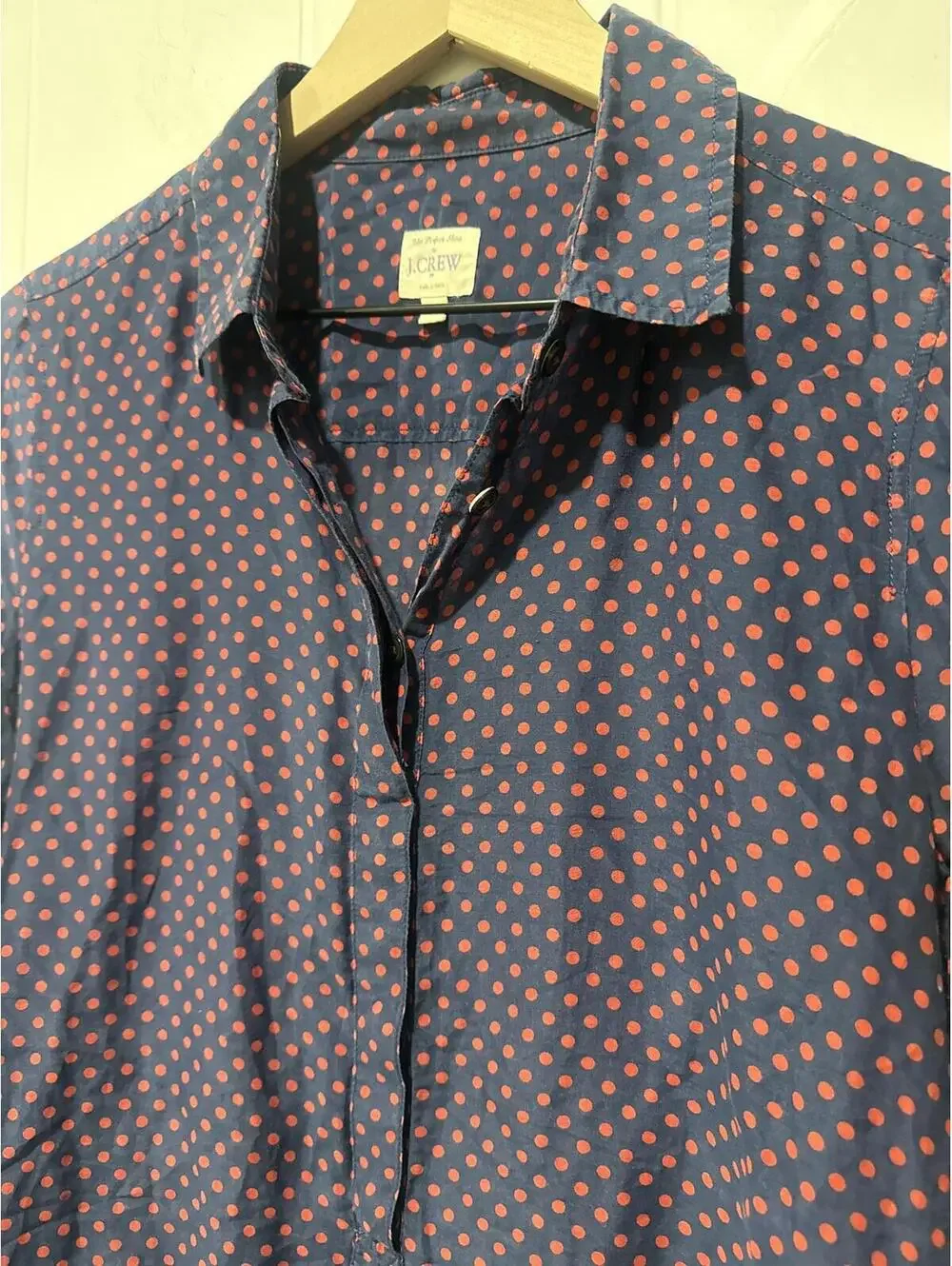J.Crew The Perfect Shirt Polka Dot Button-Up Cotton & Silk Blend Shirt